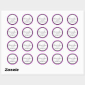 Sticker Rond Fuchsia Black Monogramme Un Merci Mariage (Feuille)