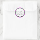 Sticker Rond Fuchsia Black Monogramme Un Merci Mariage (Sac)