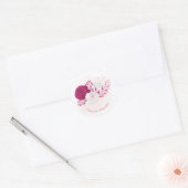 Sticker Rond fuchsia & blanc mariage floral (Enveloppe)
