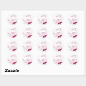 Sticker Rond fuchsia & blanc mariage floral (Feuille)