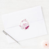 Sticker Rond fuchsia & blanc mariage floral (Enveloppe)