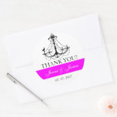 Sticker Rond Fuchsia Cute Lustre Mariage Favoriser Merci (Enveloppe)