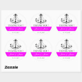 Sticker Rond Fuchsia Cute Lustre Mariage Favoriser Merci (Feuille)