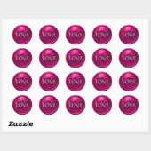 Sticker Rond Fuchsia Deux Cœurs Entrelacés Mariage (Feuille)