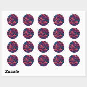 Sticker Rond Fuchsia en bleu et violet (Feuille)