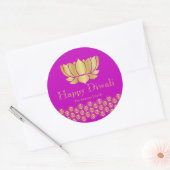 Sticker Rond Fuchsia et Gold Diwali Party Favoriser (Enveloppe)