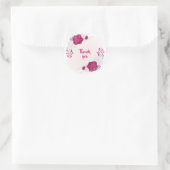 Sticker Rond fuchsia & fleurs blanches merci (Sac)