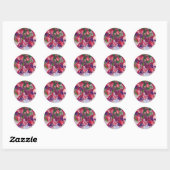 Sticker Rond Fuchsia Lore (Feuille)