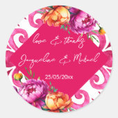 Sticker Rond Fuchsia Majolica tuiles orange merci pour (Devant)