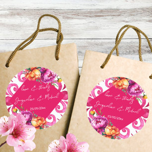 Sticker Rond Fuchsia Majolica tuiles orange merci pour