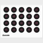 Sticker Rond Fuchsia noire moderne et Mariage blanc (Feuille)