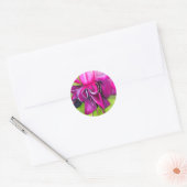 Sticker Rond Fuchsia pop art watercolour flower (Enveloppe)