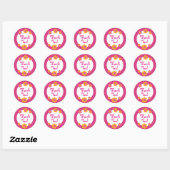 Sticker Rond Fuchsia rose plaid mignon merci fleurs de printemp (Feuille)