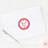 Sticker Rond Fuchsia rose plaid mignon merci fleurs de printemp (Enveloppe)