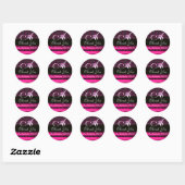 Sticker Rond FUCHSIA ROSE PURPLE DAMASK MONOGRAMME, violet (Feuille)