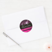 Sticker Rond FUCHSIA ROSE PURPLE DAMASK MONOGRAMME, violet (Enveloppe)
