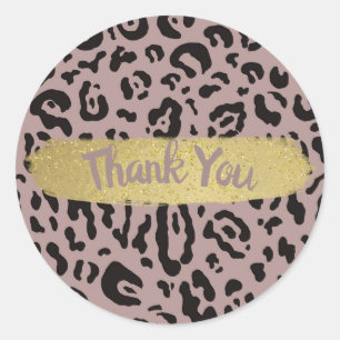 Sticker Rond Fuchsia Rose Tacheté Guépard Léopard Animal Fête