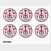 Sticker Rond Fuchsia Vintage Lustre rose Mariage d'oiseaux (Feuille)