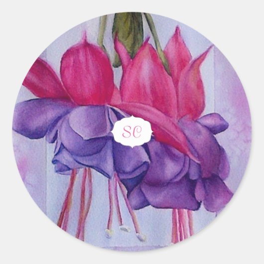 STICKER ROND FUCHSIE ROSE PURPLE (Devant)