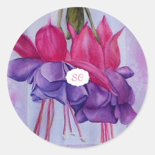 STICKER ROND FUCHSIE ROSE PURPLE