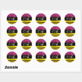 STICKER ROND FUCHSIE ROSE PURPLE OR NOIR DOMMASQUE MONOGRAM (Feuille)