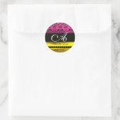 STICKER ROND FUCHSIE ROSE PURPLE OR NOIR DOMMASQUE MONOGRAM (Sac)