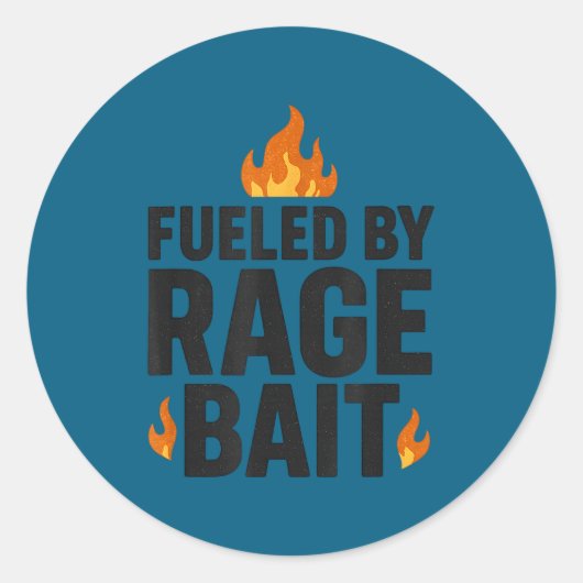 Sticker Rond Fueled By Rage Bait Funny Meme Internet Quote (Devant)