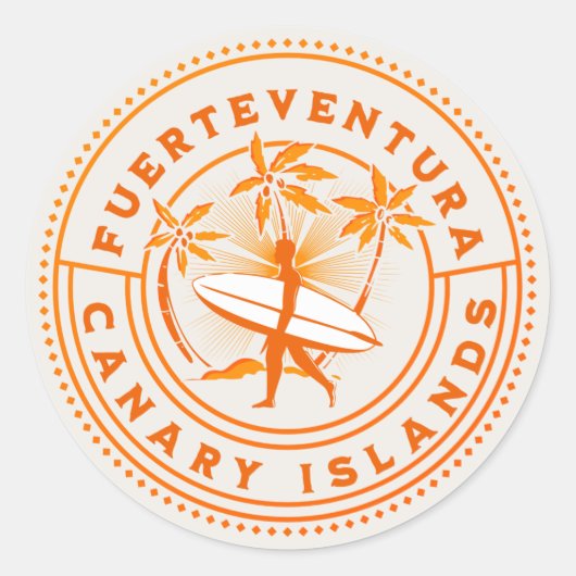 Sticker Rond Fuerteventura Canary Islands Surf Souvenir (Devant)