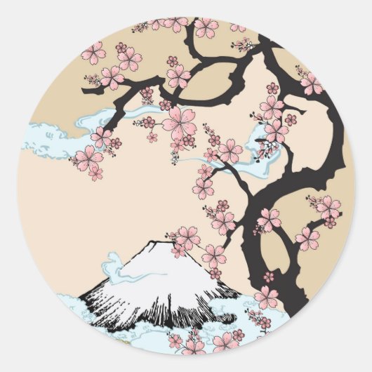 Sticker Rond Fuji et Sakura (Devant)