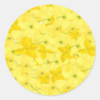 Sticker Rond Full Yellow Floral Blast