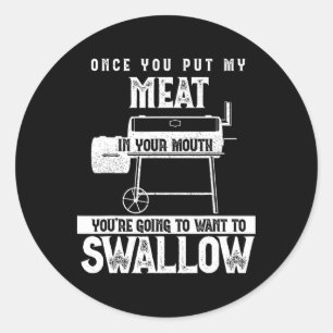 Sticker Rond Fumée Viande Fumée Fête Barbecue Fumer Pig Po