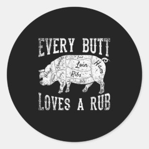 Sticker Rond Fumer drôle Viande Bacon Lover Barbecue Chef Fumée