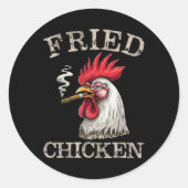 Sticker Rond Fumer Fried Poulet Graphique Mauvaises Herbes Homm (Devant)