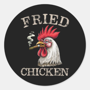 Sticker Rond Fumer Fried Poulet Graphique Mauvaises Herbes Homm