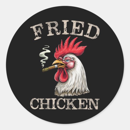 Sticker Rond Fumer Fried Poulet Graphique Mauvaises Herbes Homm (Devant)