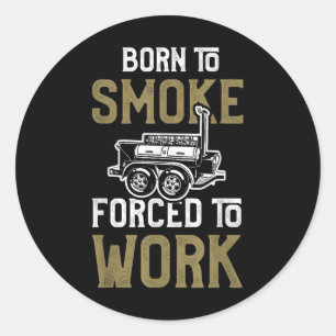 Sticker Rond Fumeur Bbq Fumeur Chemise Barbecue Fumer Viande Pi