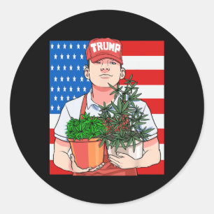 Sticker Rond Fumeur de joints drôle votant pour le président Tr
