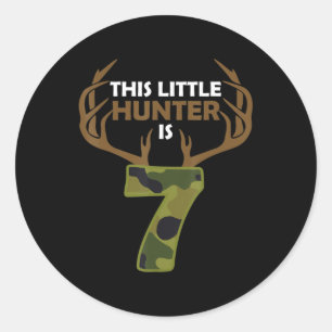 Sticker Rond Fun 7th Birthday 7 Year Old Deer Hunter