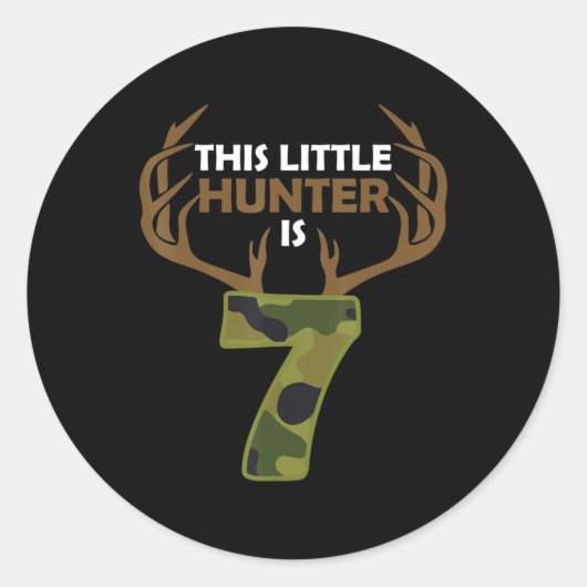 Sticker Rond Fun 7th Birthday 7 Year Old Deer Hunter (Devant)