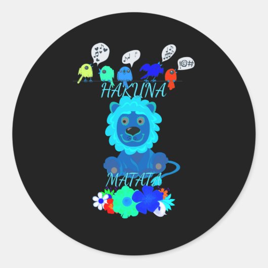 Sticker Rond Fun Baby Lion Simba Kenya Mara Safari (Devant)