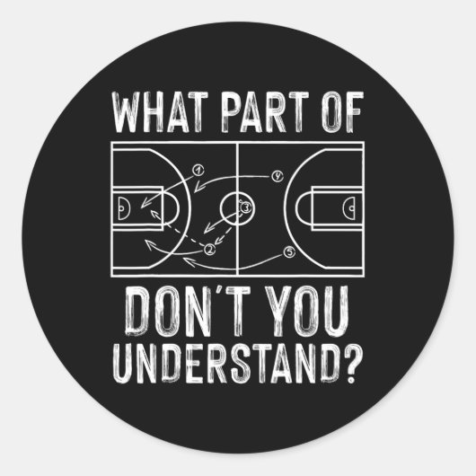 Sticker Rond Fun Basket-ball Coach Design Hommes Femmes Ball Je (Devant)