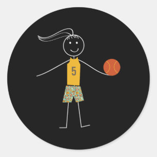 Sticker Rond Fun Basketball Filles Joueur De Basketball