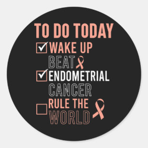 Sticker Rond Fun Beat Endometrial Cancer Rule the World - Survi