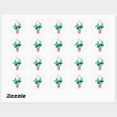 Sticker Rond Fun Cactus Merci Mustache (Feuille)