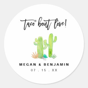 Sticker Rond Fun Cactus Taco Bout Amour Mariage
