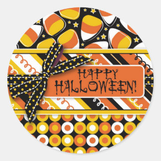 Sticker Rond Fun Candy Corn Halloween couleurs