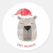 Sticker Rond Fun Capybara Santa Hat Noël (Devant)