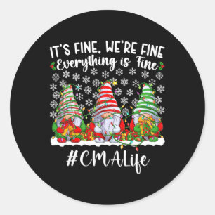 Sticker Rond Fun Certifié Assistant Médicale Noël CMA Xmas