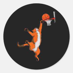 Sticker Rond Fun Chat Jouer Basketball Sports Chat Basketball L