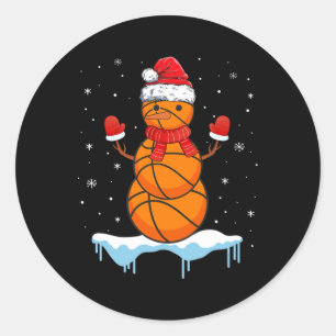Sticker Rond Fun Christmas Bysketbyll Père Noël Snowman